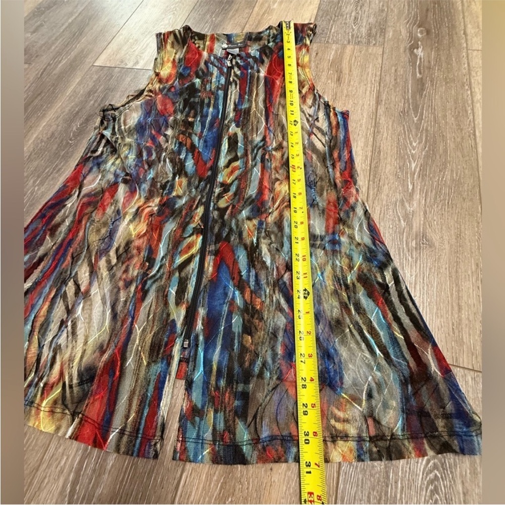 #12) NWOT INC International Concepts Colorful Abstract Sheer Vest Small - Picture 7 of 8
